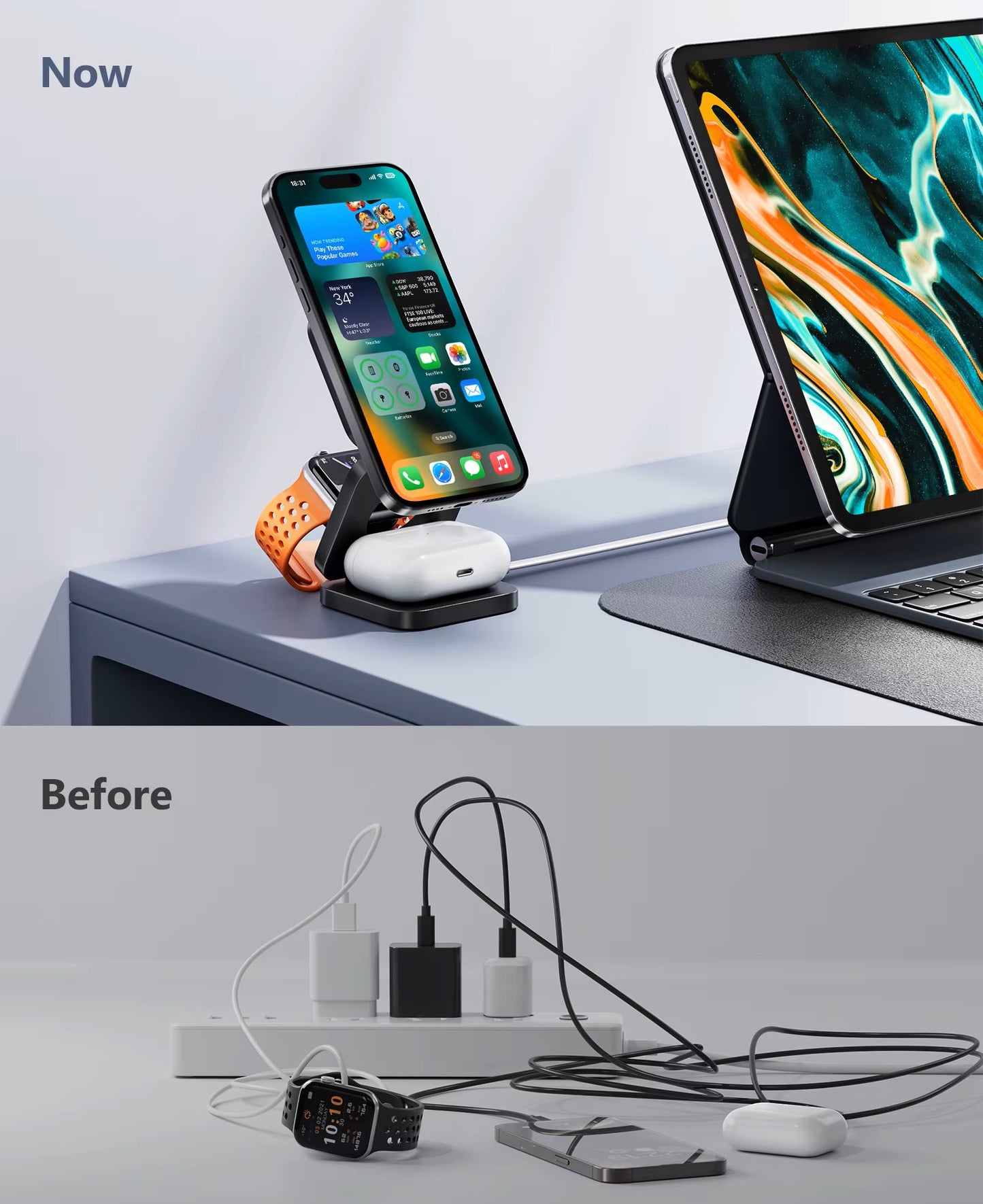 3 in 1 Wireless Travel Charging Station