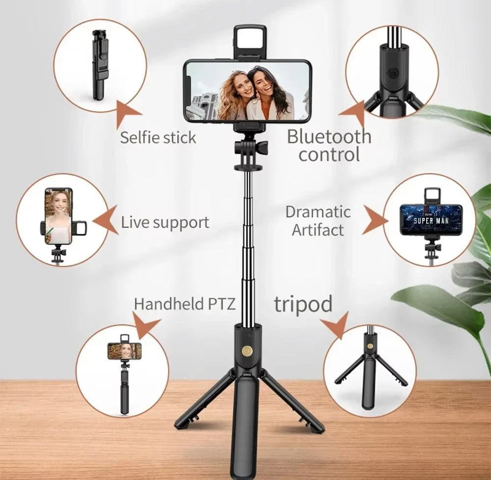 Wireless Bluetooth Selfie Stick with Light
