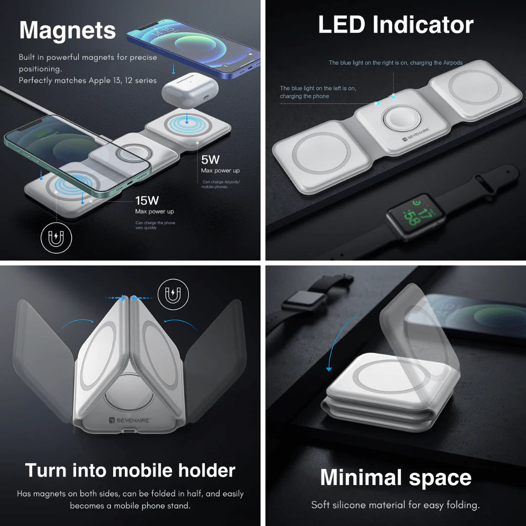 HomeBlissBoutique™ 3 in 1 Magnetic Wireless Charger